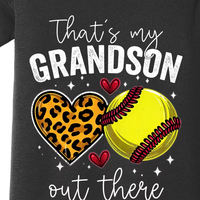 Thats My Grandson Out There Softball Grandma Mothers Day Baby Bodysuit