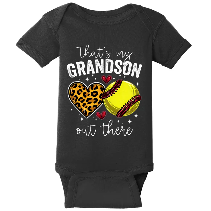 Thats My Grandson Out There Softball Grandma Mothers Day Baby Bodysuit