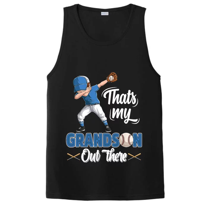 Thats My Grandson Out There Baseball Grandpa Grandma Performance Tank