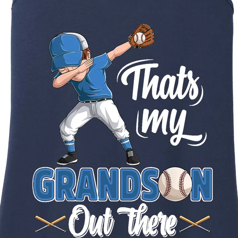 Thats My Grandson Out There Baseball Grandpa Grandma Ladies Essential Tank