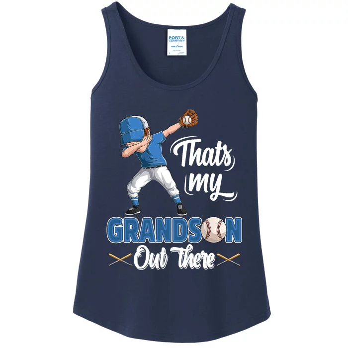 Thats My Grandson Out There Baseball Grandpa Grandma Ladies Essential Tank