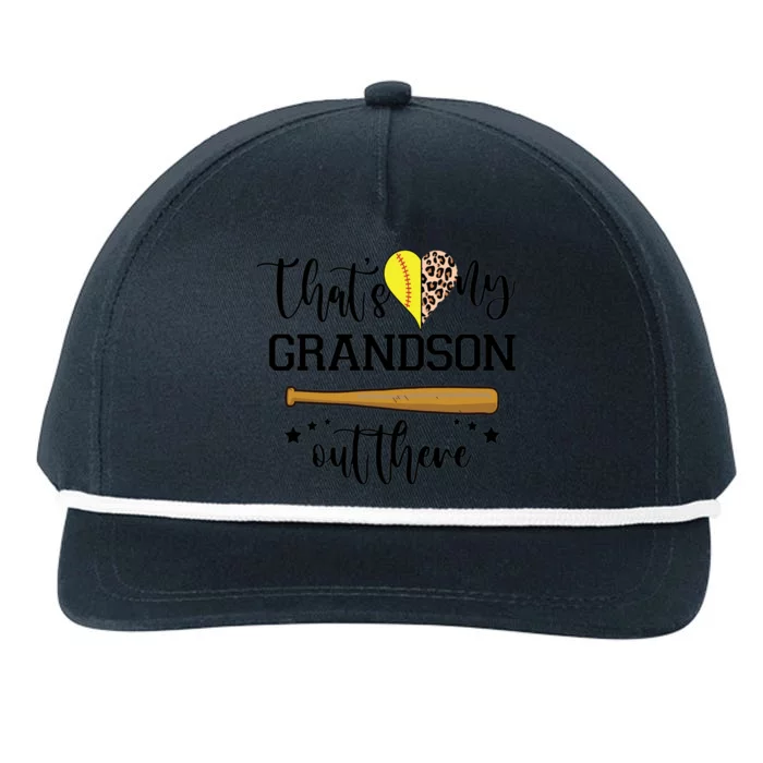 ThatS My Grandson Out There Baseball Grandma Cute Gift Snapback Five-Panel Rope Hat