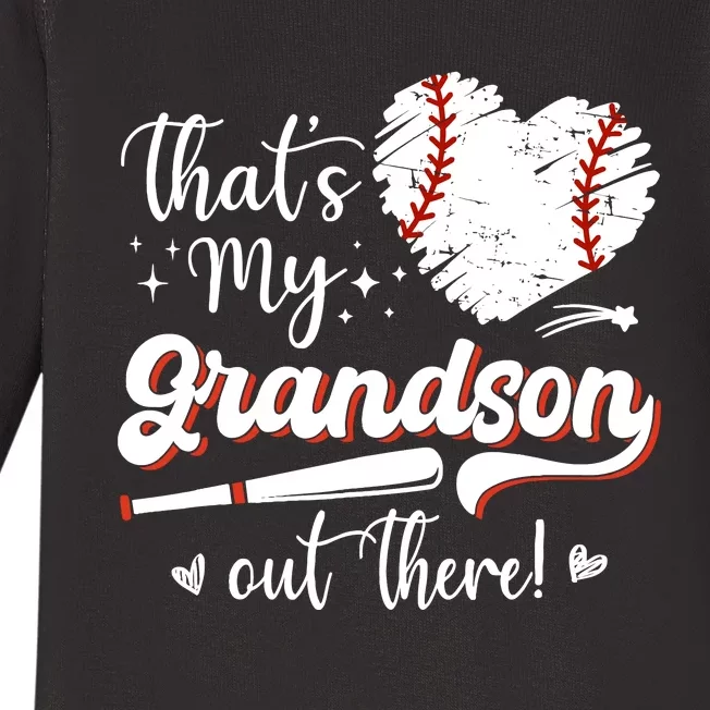 ThatS My Grandson Out There Wo Baseball Grandma Baby Long Sleeve Bodysuit