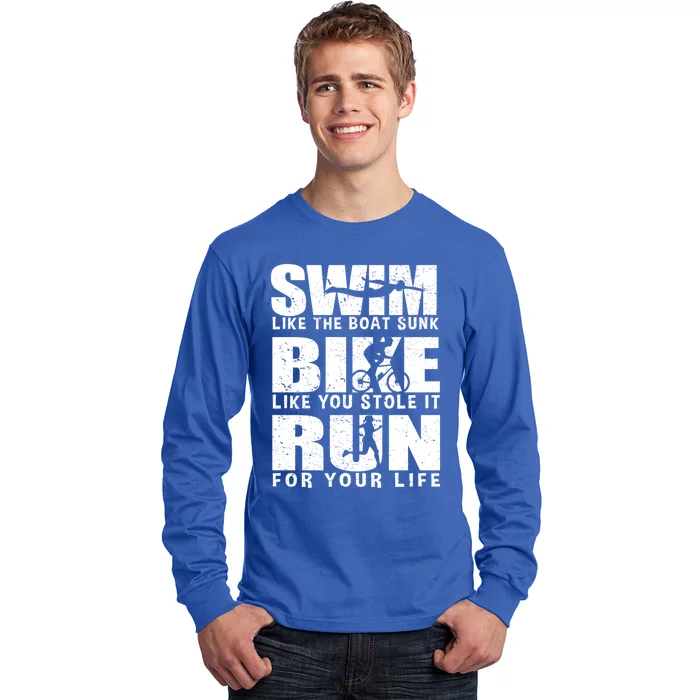 Triathlon Motivation Gift Swim Bike Run Cute Gift Long Sleeve Shirt