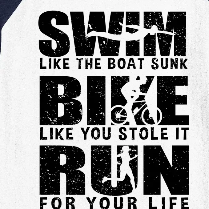 Triathlon Motivation Gift Swim Bike Run Cute Gift Baseball Sleeve Shirt