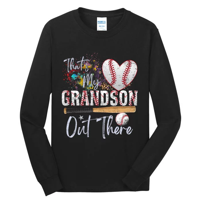 That's My Grandson Out There Baseball Grandma Mothers Day Tall Long Sleeve T-Shirt