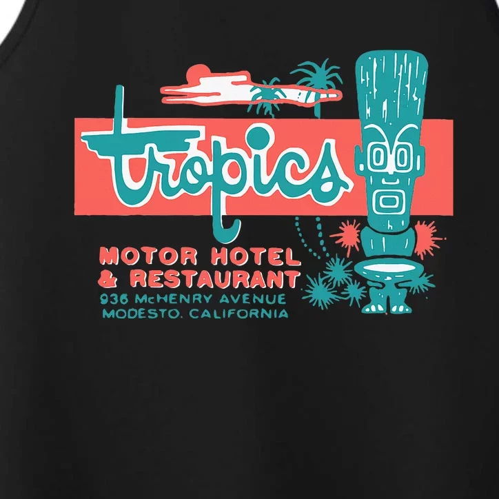 Tropics Motor Hotel Hawaiian Style Tiki Bar 50s Style Performance Tank