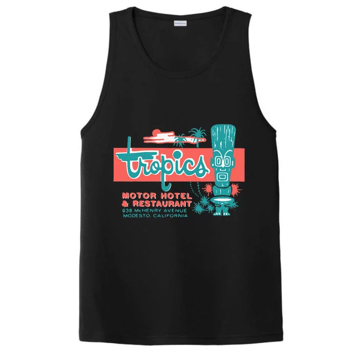 Tropics Motor Hotel Hawaiian Style Tiki Bar 50s Style Performance Tank