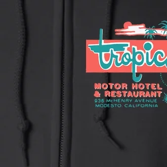 Tropics Motor Hotel Hawaiian Style Tiki Bar 50s Style Full Zip Hoodie