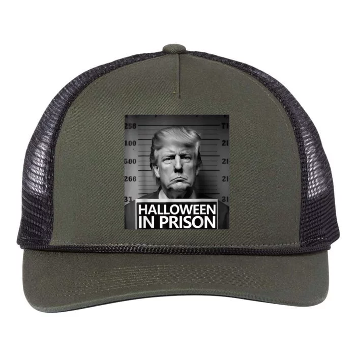 Trump Mugshot Halloween In Prison Retro Rope Trucker Hat Cap