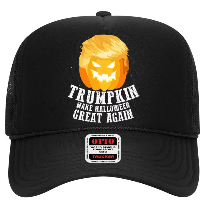 Trumpkin Make Halloween Great Again Costume High Crown Mesh Trucker Hat