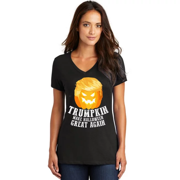 Trumpkin Make Halloween Great Again Costume Women's V-Neck T-Shirt