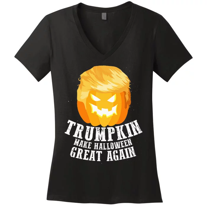 Trumpkin Make Halloween Great Again Costume Women's V-Neck T-Shirt