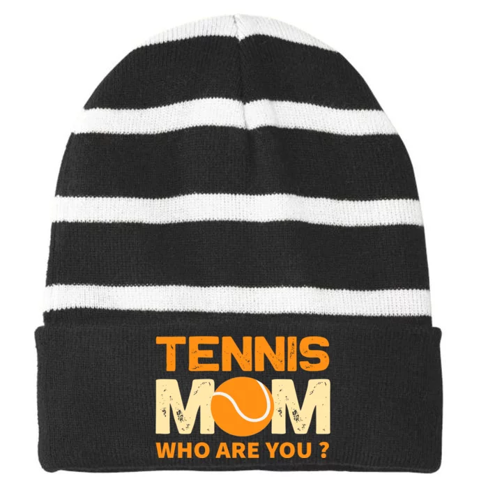 Tennis Mom How Are You Striped Beanie with Solid Band