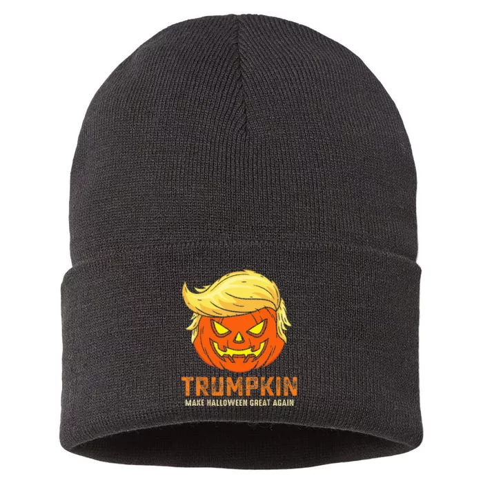 Trumpkin Make Halloween Great Again Funny Pumpkin Family Sustainable Knit Beanie