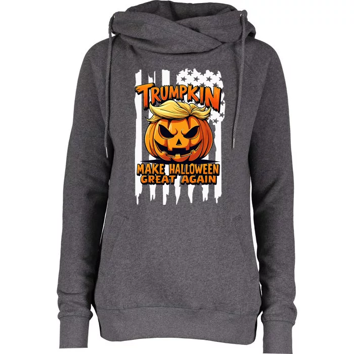 Trumpkin Make Halloween Great Again Usa Flag Womens Funnel Neck Pullover Hood