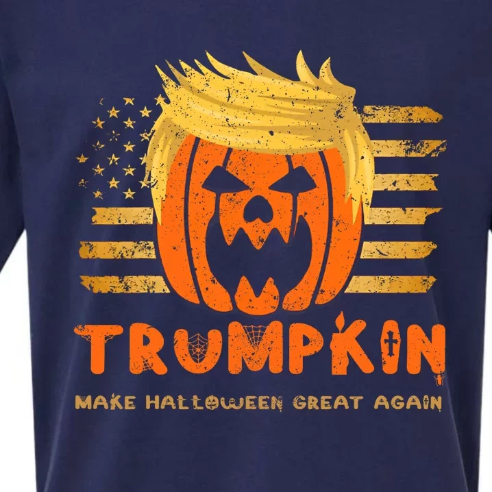 Trumpkin Make Halloween Great Again Funny Trump 2024 Sueded Cloud Jersey T-Shirt