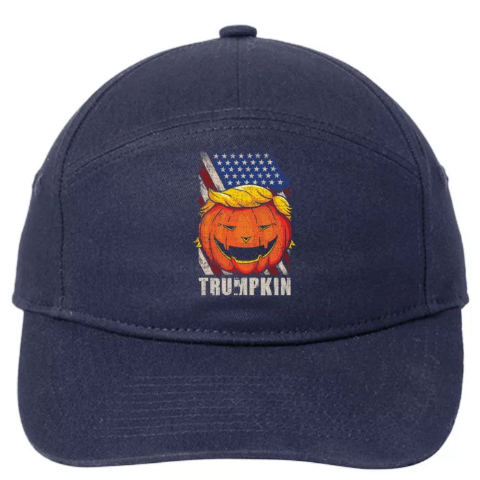 Trumpkin Make Halloween Great Again Patriotic Usa Distressed Gift 7-Panel Snapback Hat