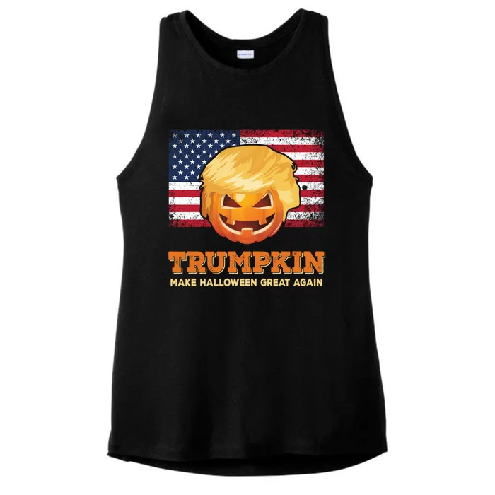 Trumpkin Make Halloween Great Again President Trump Pumpkin Gift Ladies Tri-Blend Wicking Tank