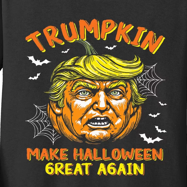 Trumpkin Make Halloween Great Again Funny Trump 2024 Usa Kids Long Sleeve Shirt