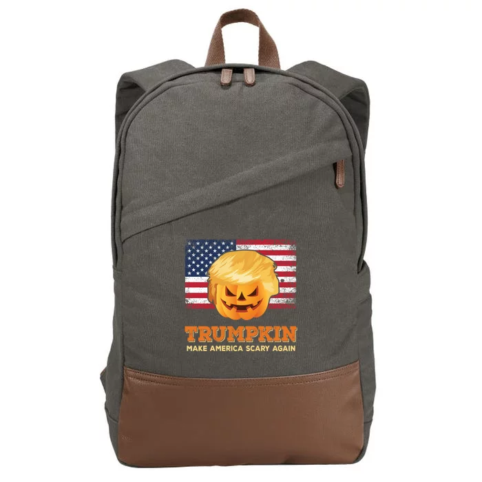 Trumpkin Make Halloween Great Again President Trump Pumpkin Gift Cotton Canvas Backpack