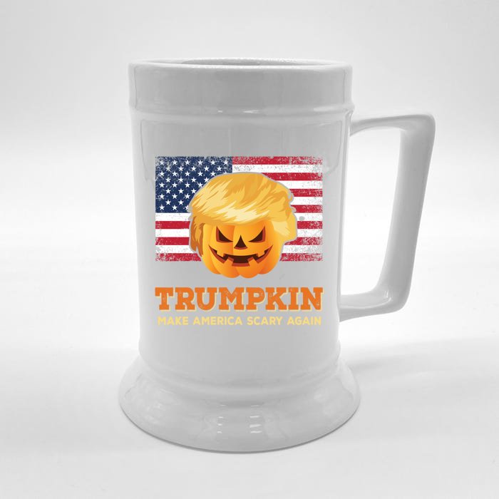 Trumpkin Make Halloween Great Again President Trump Pumpkin Gift Front & Back Beer Stein