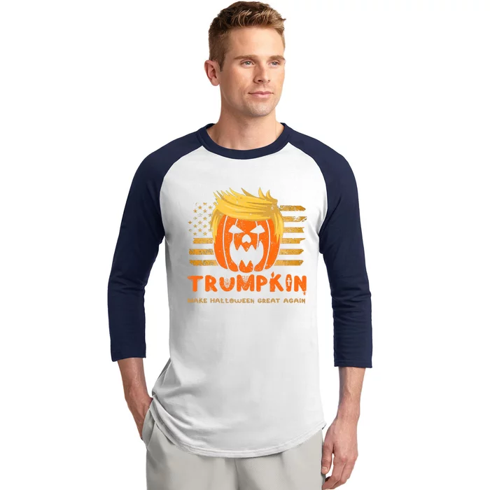 Trumpkin Make Halloween Great Again Funny Trump 2024 Baseball Sleeve Shirt