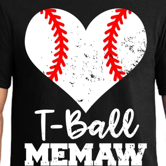 Tgiftball Memaw Heart Funny Tee Ball Memaw Gift Pajama Set