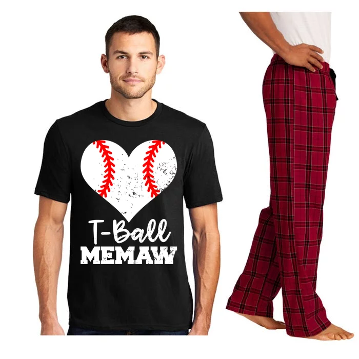 Tgiftball Memaw Heart Funny Tee Ball Memaw Gift Pajama Set