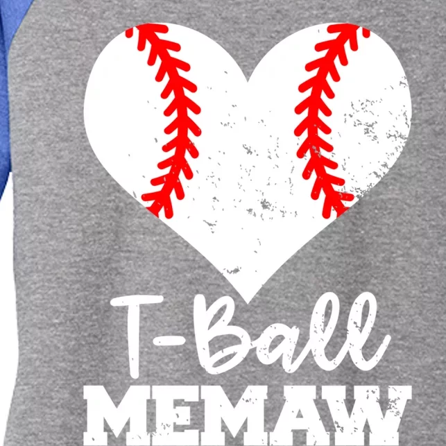 Tgiftball Memaw Heart Funny Tee Ball Memaw Gift Women's Tri-Blend 3/4-Sleeve Raglan Shirt