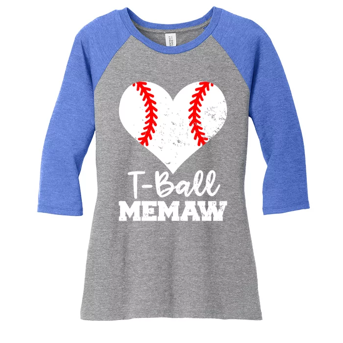 Tgiftball Memaw Heart Funny Tee Ball Memaw Gift Women's Tri-Blend 3/4-Sleeve Raglan Shirt