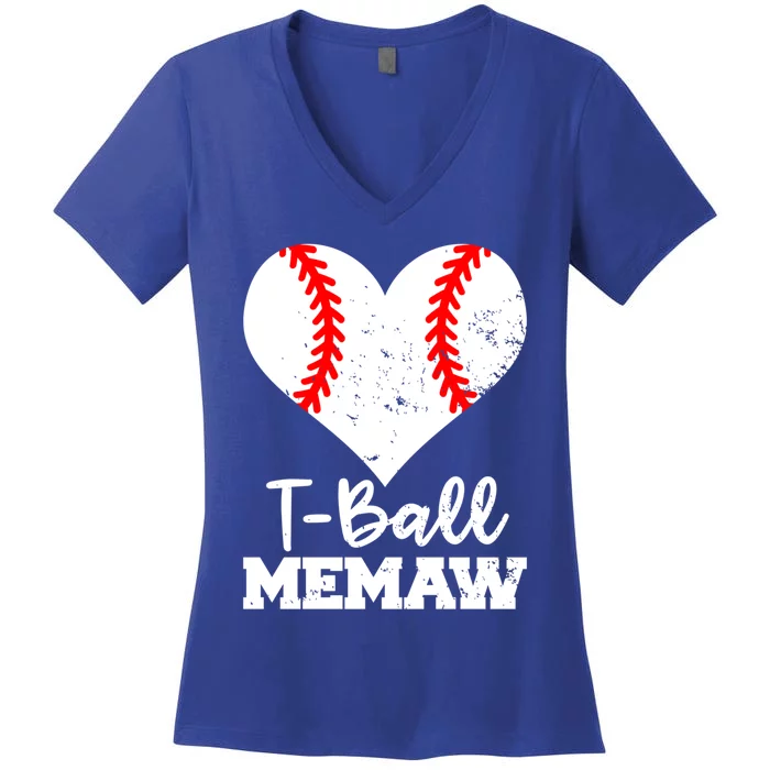 Tgiftball Memaw Heart Funny Tee Ball Memaw Gift Women's V-Neck T-Shirt