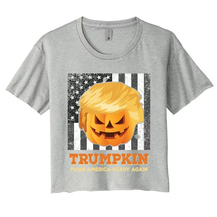 Trumpkin Make Halloween Great Again President Trump Pumpkin Gift Women's Crop Top Tee