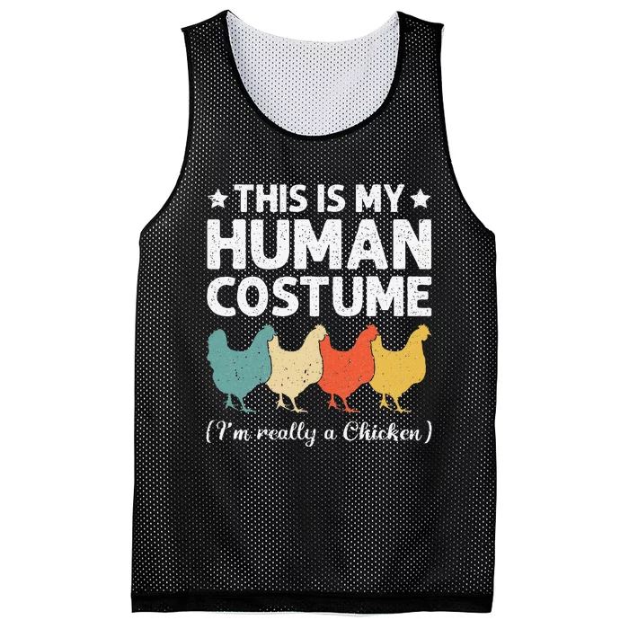 This My Human Costume I'm Really A Chicken Halloween Mesh Reversible Basketball Jersey Tank