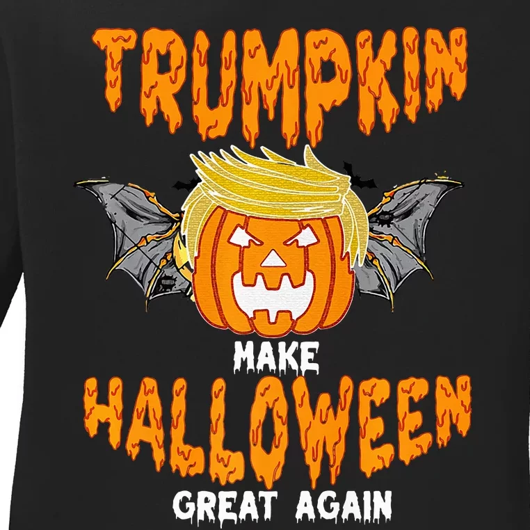 Trumpkin Make Halloween Great Again Funny Trump Halloween Ar Premium Ladies Long Sleeve Shirt