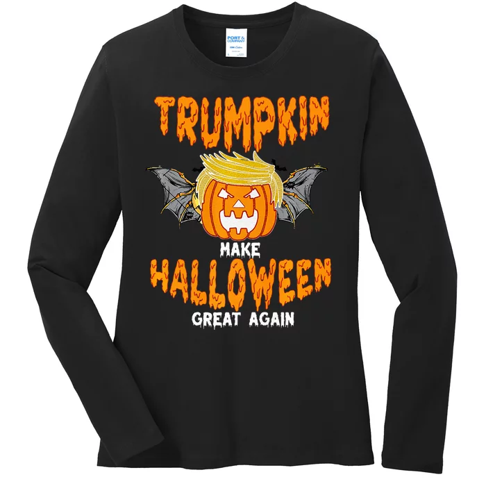 Trumpkin Make Halloween Great Again Funny Trump Halloween Ar Premium Ladies Long Sleeve Shirt