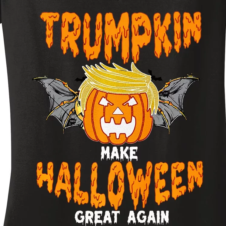 Trumpkin Make Halloween Great Again Funny Trump Halloween Ar Premium Women's V-Neck T-Shirt