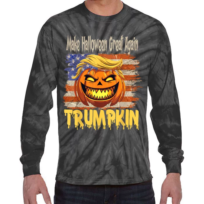 Trumpkin Make Halloween Great Again Flag Usa American Tie-Dye Long Sleeve Shirt