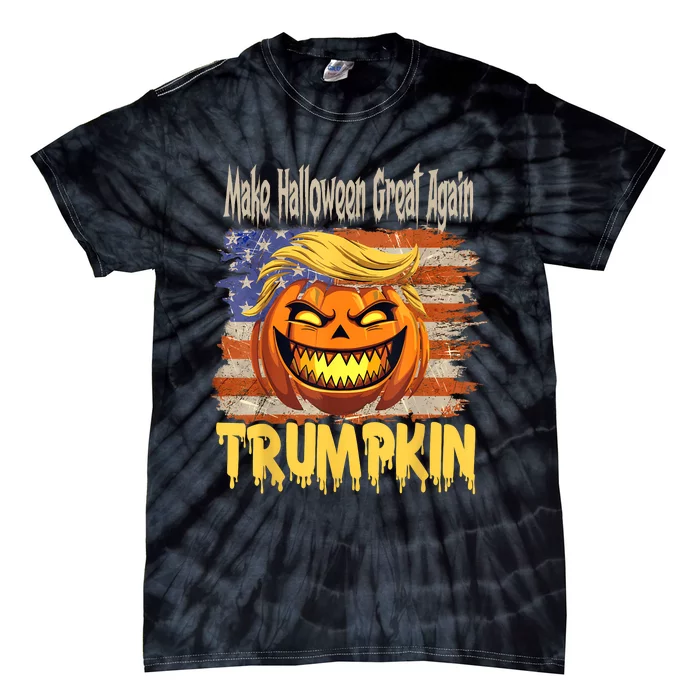 Trumpkin Make Halloween Great Again Flag Usa American Tie-Dye T-Shirt