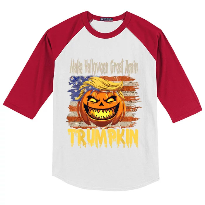 Trumpkin Make Halloween Great Again Flag Usa American Kids Colorblock Raglan Jersey