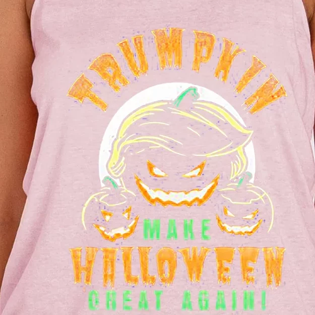 Trumpkin Make Halloween Great Again Funny Trumpkin Funny Gift Women's Knotted Racerback Tank