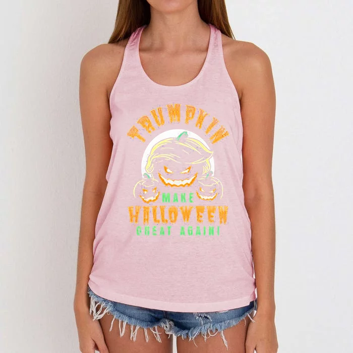 Trumpkin Make Halloween Great Again Funny Trumpkin Funny Gift Women's Knotted Racerback Tank