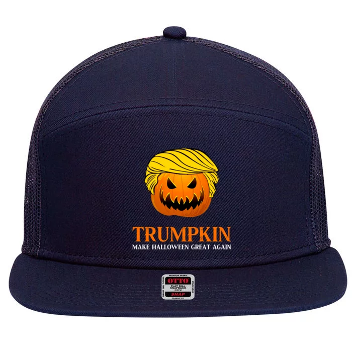 Trumpkin Make Halloween Great Again Pumpkin Great Gift 7 Panel Mesh Trucker Snapback Hat