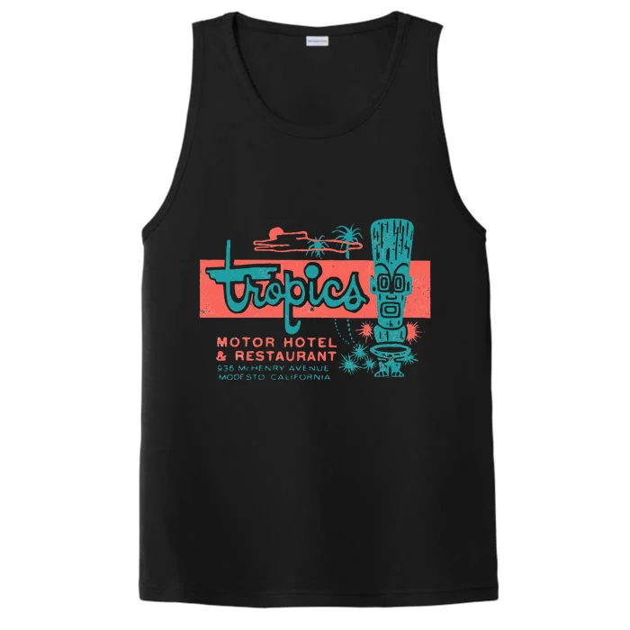 Tropics Motor Hotel Hawaiian Style Tiki Bar 50s Style Performance Tank