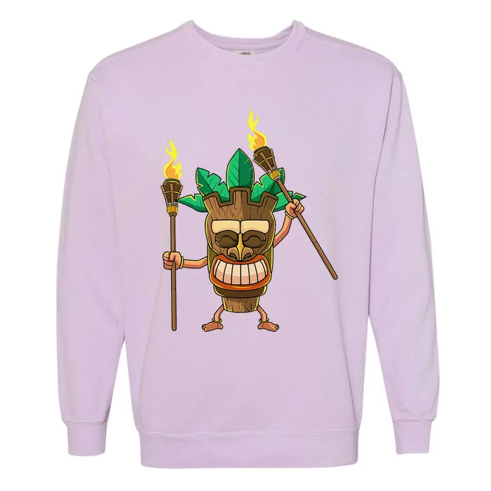 Tiki Man Hawaiian Summer Tropical Luau Party Garment-Dyed Sweatshirt