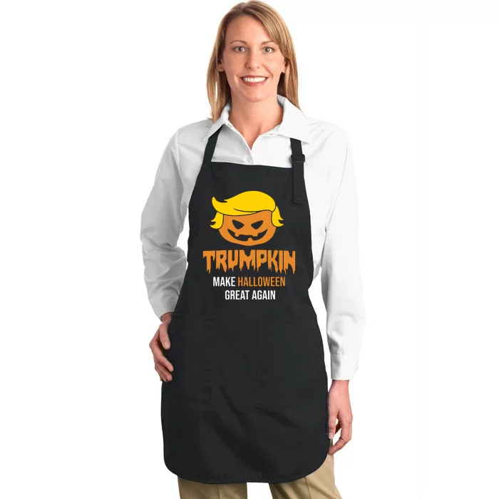 Trumpkin Make Halloween Great Again Funny Pro Trump Full-Length Apron With Pocket