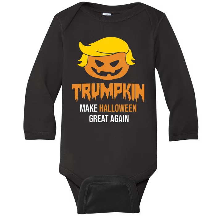 Trumpkin Make Halloween Great Again Funny Pro Trump Baby Long Sleeve Bodysuit