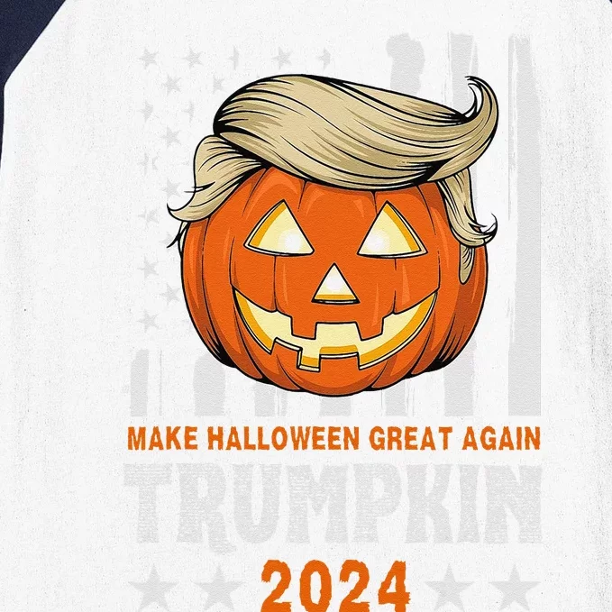 Trumpkin Make Halloween Great Again Flag Pumpkin Trump 2024 Baseball Sleeve Shirt