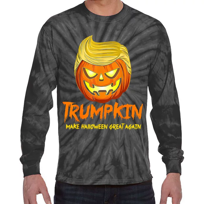 Trumpkin Make Halloween Great Again Funny Pumpkin Tie-Dye Long Sleeve Shirt