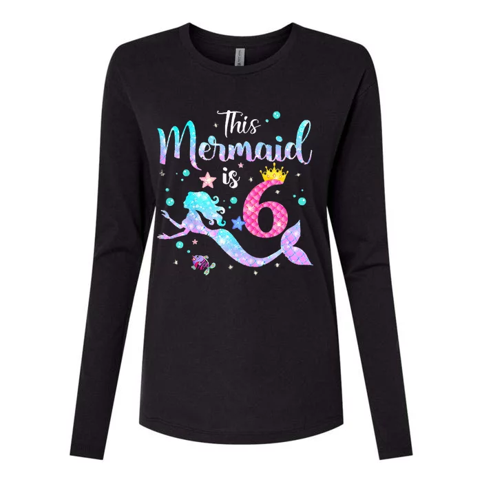 This Mermaid Is 6th Birthday Daughter Womens Cotton Relaxed Long Sleeve T-Shirt